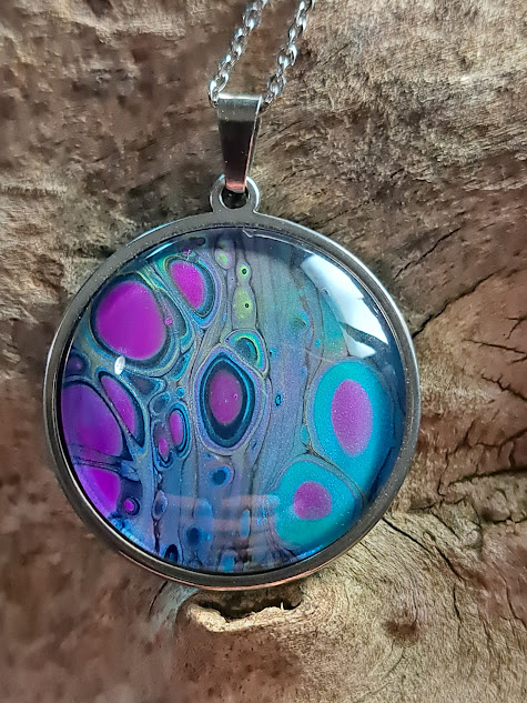 Electric Bloom Fluid Art Pendant
