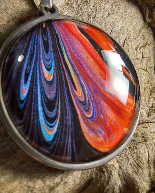 Ember & Midnight Fluid Art Pendant