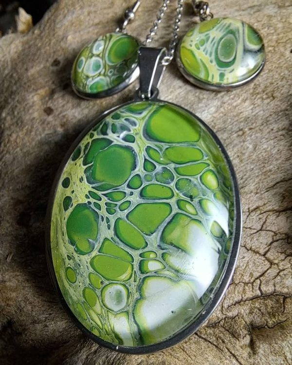Electric Meadow Fluid Art Jewelry Set